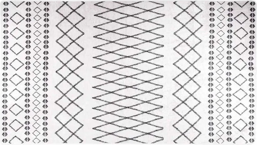 vidaXL fekete és fehér csúszásmentes mosható szőnyeg 190 x 300 cm