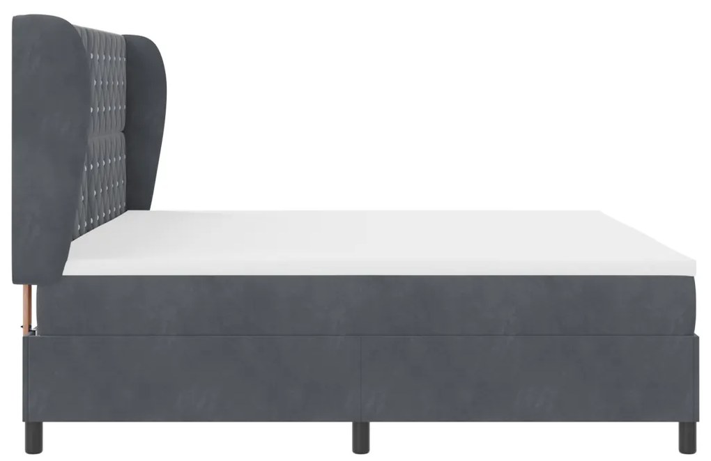Box Spring Ágy Matraccal, Sötétszürke, 200x200 cm, Bársony