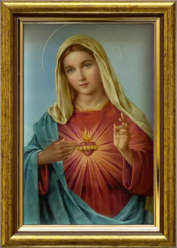 Vászonkép 18x13 Mária Szíve Arany Díszített Fa Keret