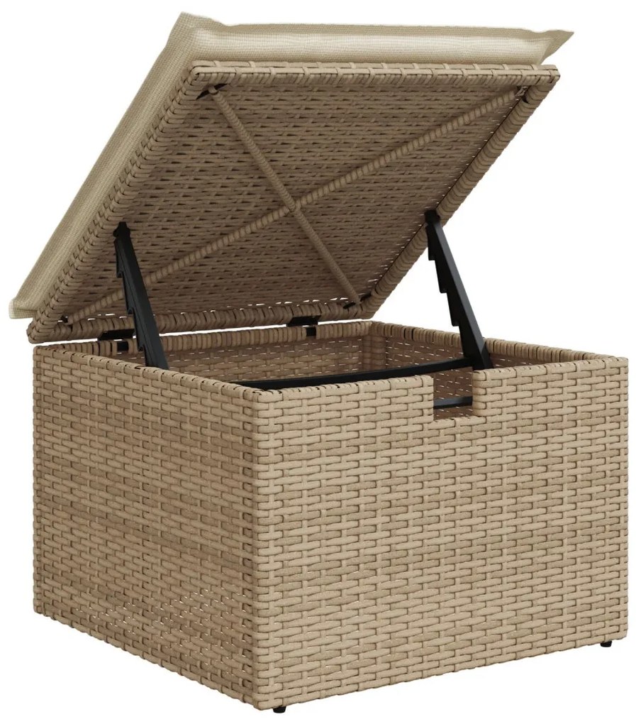 8 Darabos Kerti Kanapé Készlet Párnákkal Bézs Poly Rattan, 2 Személyes Kerti Kanapé Párnákkal Bézs Poly Rattan