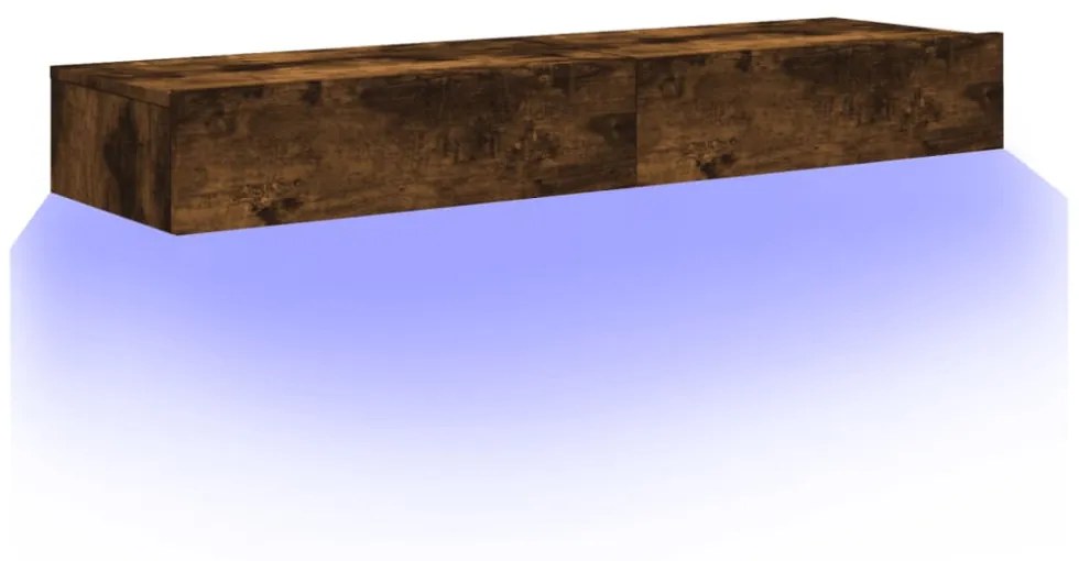 2 db füstös tölgy színű TV-szekrény LED fénnyel 60x35x15,5 cm