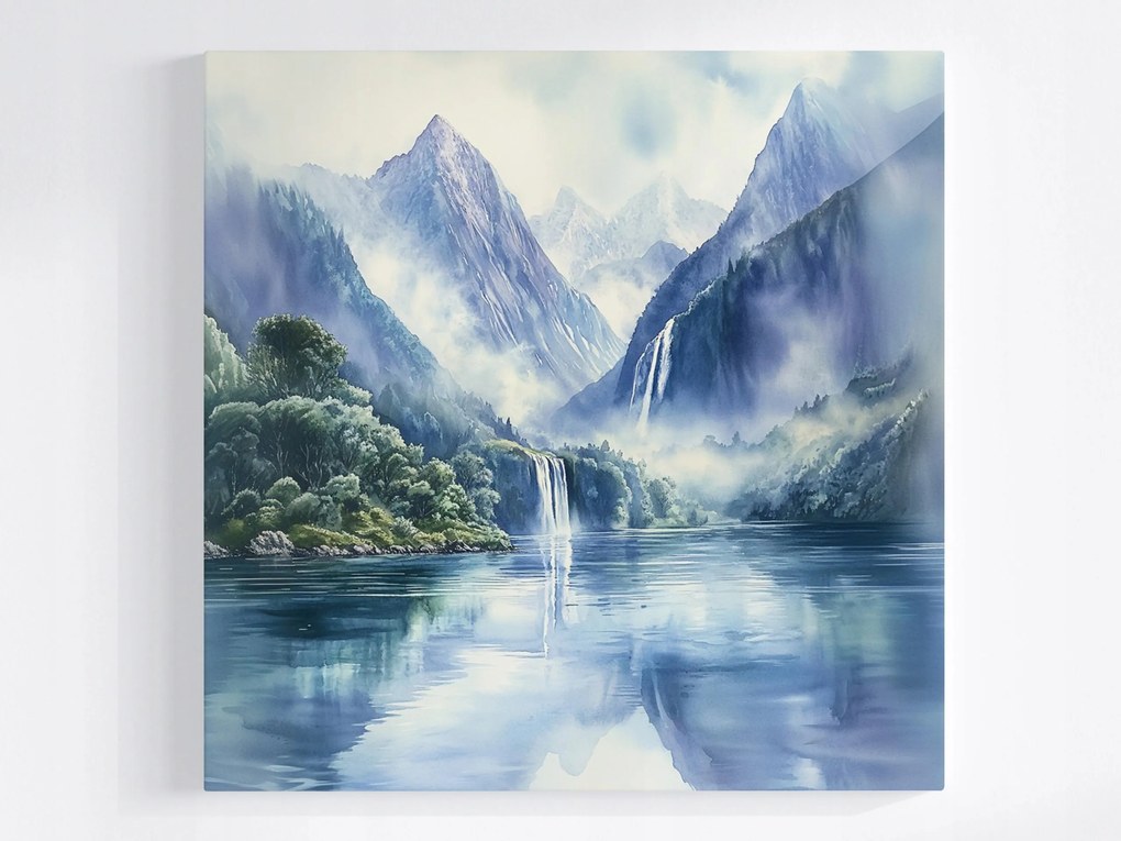 Poszter Tájkép Norvégia Fjord Hegyek Vízesés Tó 80x80