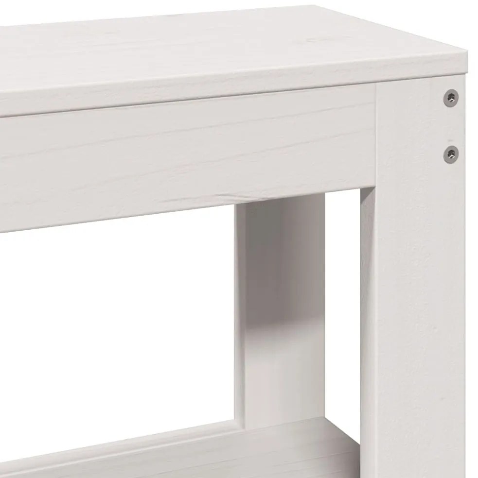 fehér tömör fenyőfa fejtámla polcokkal 120 cm