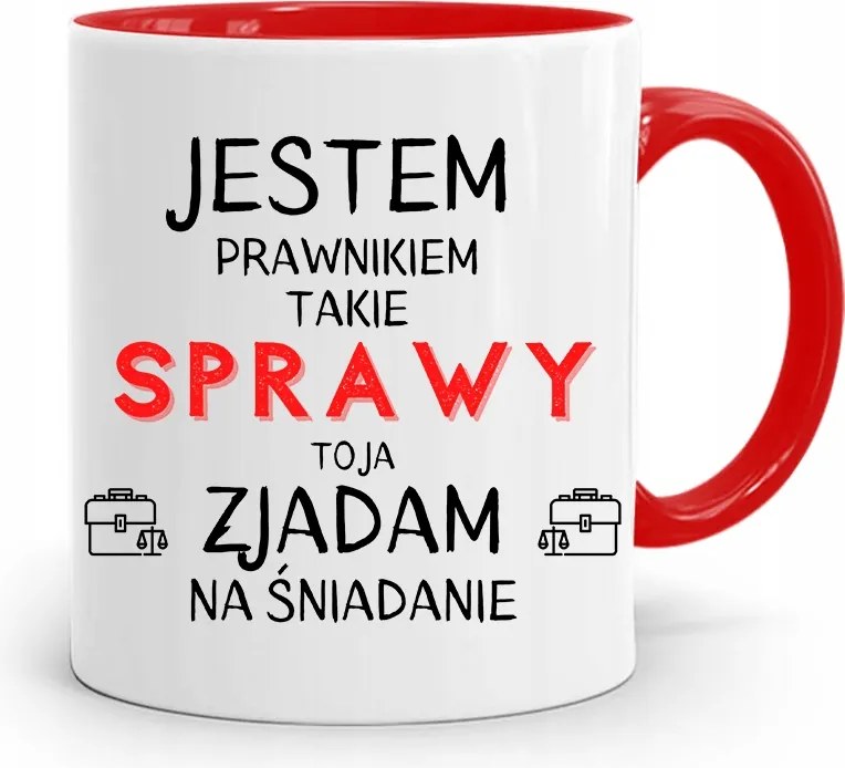 Piros Ügyvéd Bögre Reggelire, fényképes nyomattal