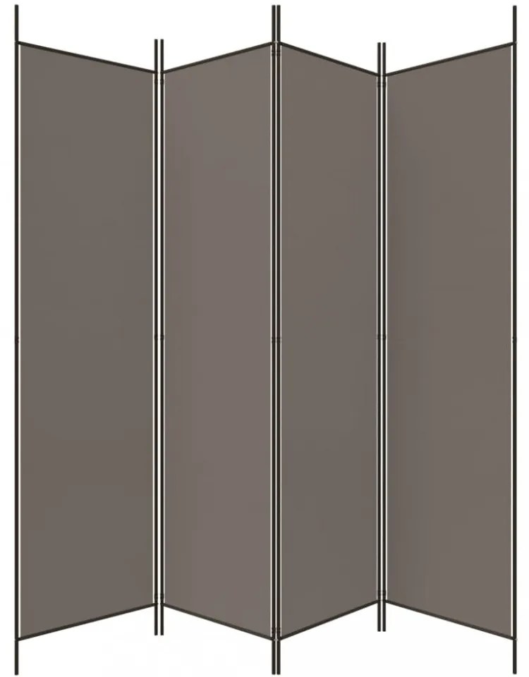 4 paneles antracitszürke szövet térelválasztó 698x180 cm