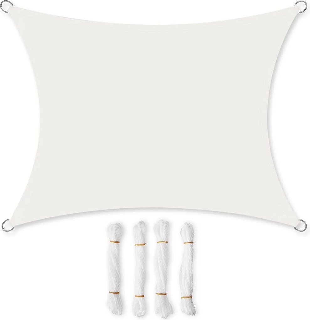 Napvitorla Napellenző Kerti 3x4M Fehér Uv Vízálló Zsinórok