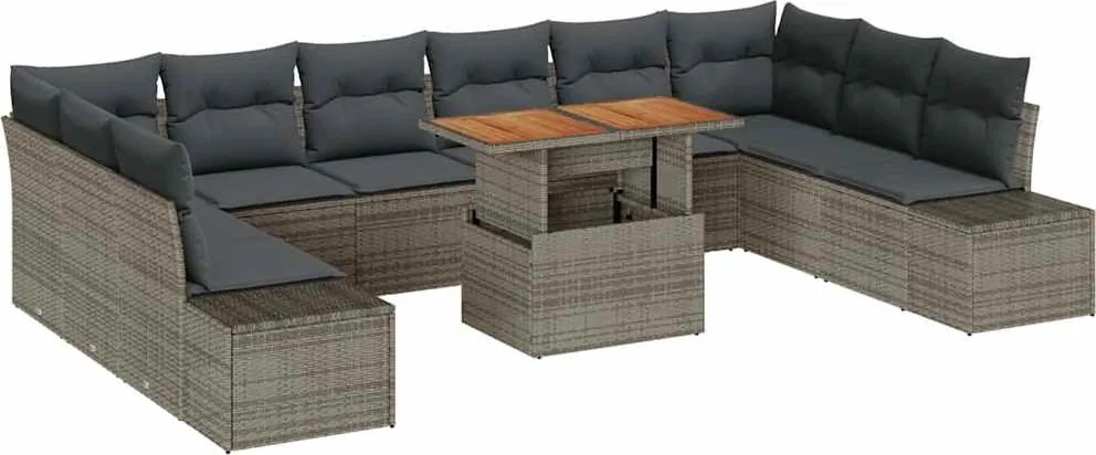 vidaXL Kerti Kanapé Szett párnával párnával 11 pcs Szürke és Barna