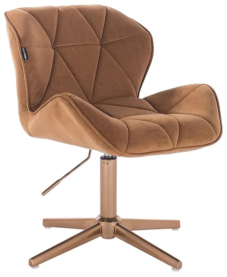 HR111CROSS Mézbarna modern velúr szék arany lábbal