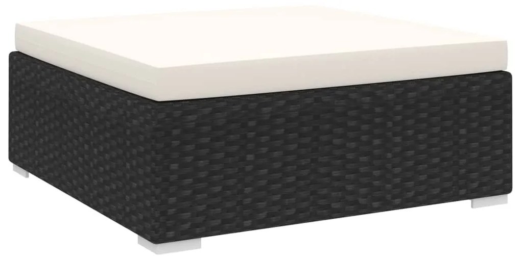 1 db fekete polyrattan moduláris lábtartó párnával