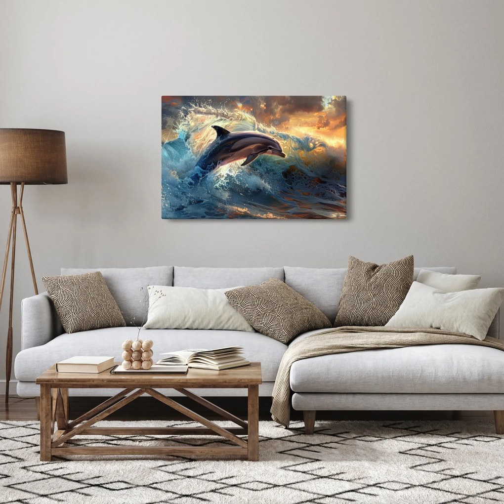 Kép - Delfin, illusztrációk (90x60 cm)