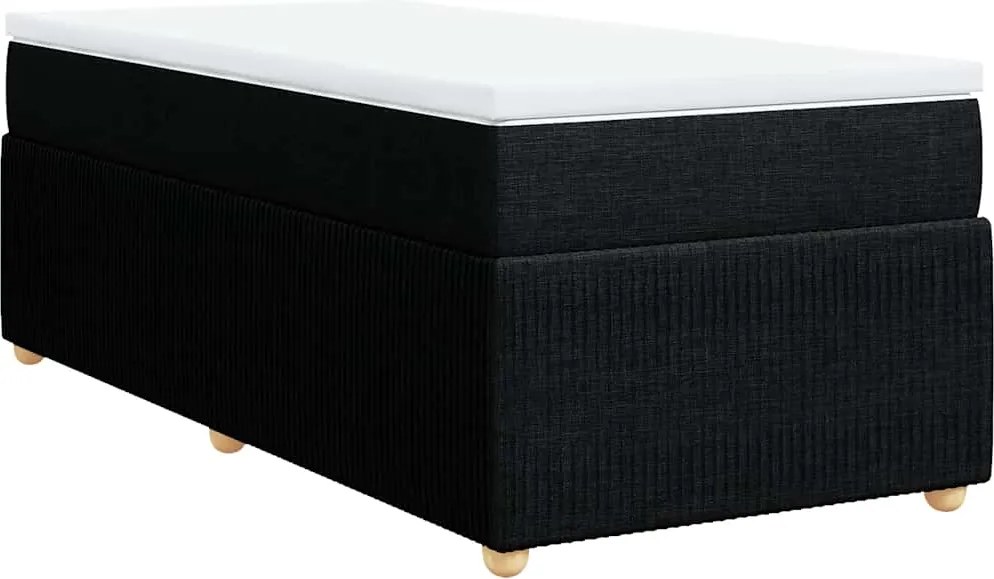 vidaXL fekete szövet rugós ágy matraccal 80 x 200 cm