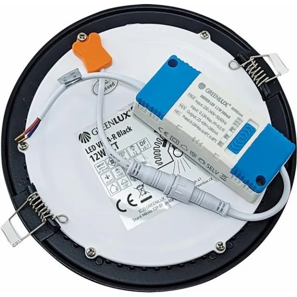 LED Beépíthető lámpa VEGA LED/12W/230V 2900/3900/5800K átm. 17,5 cm fekete