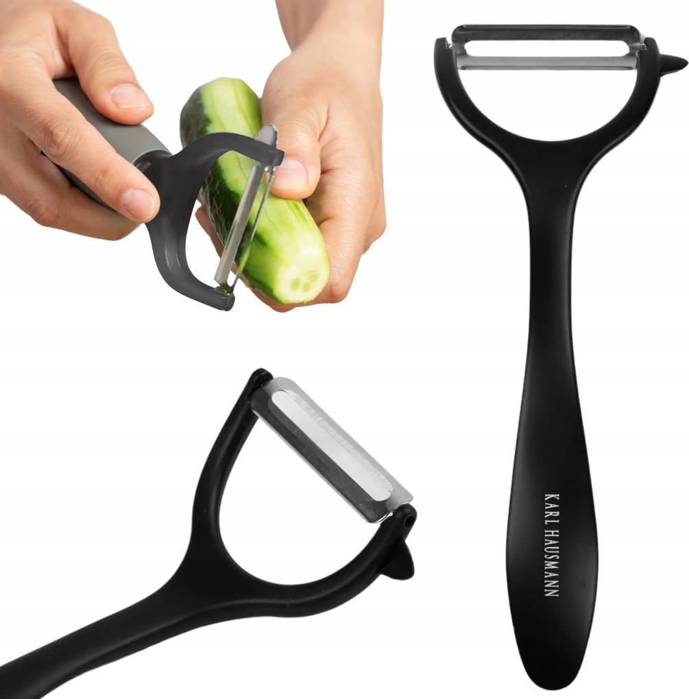 Zöldség- és gyümölcshámozó, burgonyahámozó, masszív, nehéz, fekete Karl Hausmann