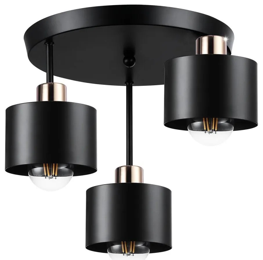 MAXLED Csillár 3xE27/35W/230V átm. 30 cm fekete/arany MX0237