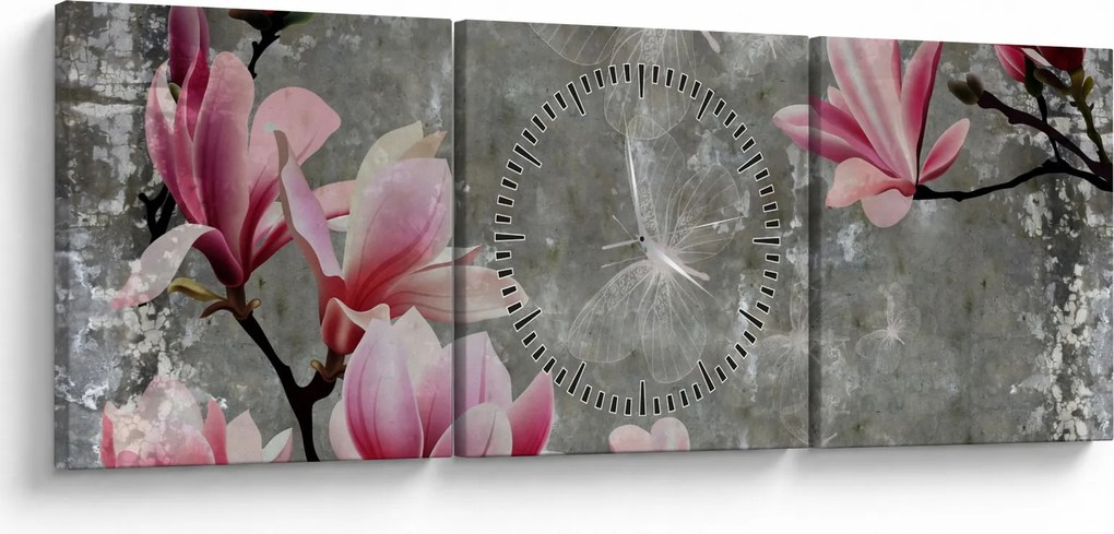 Kép virággal (órával) (90x30 cm)