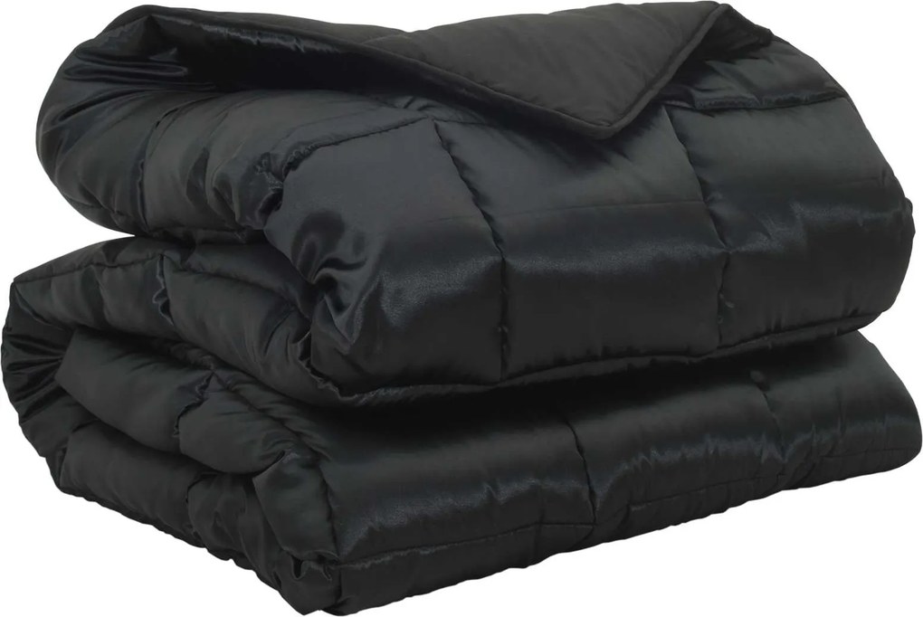 vidaXL Téli takaró Fekete 200 x 135 cm Satin és Mikroszálas