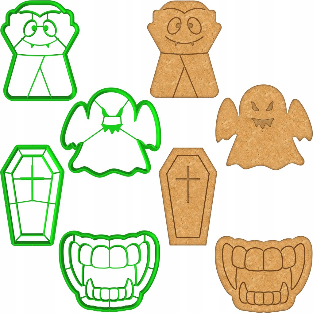 4x Formák Lyukasztók Mézeskalács kiszúrók Halloween 4db-os szett