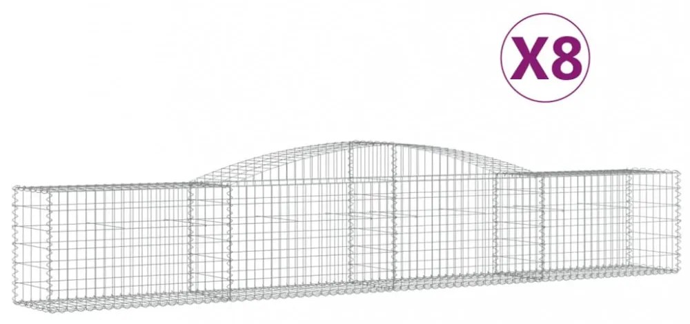 8 db íves horganyzott vas gabion kosár 400x50x60/80 cm
