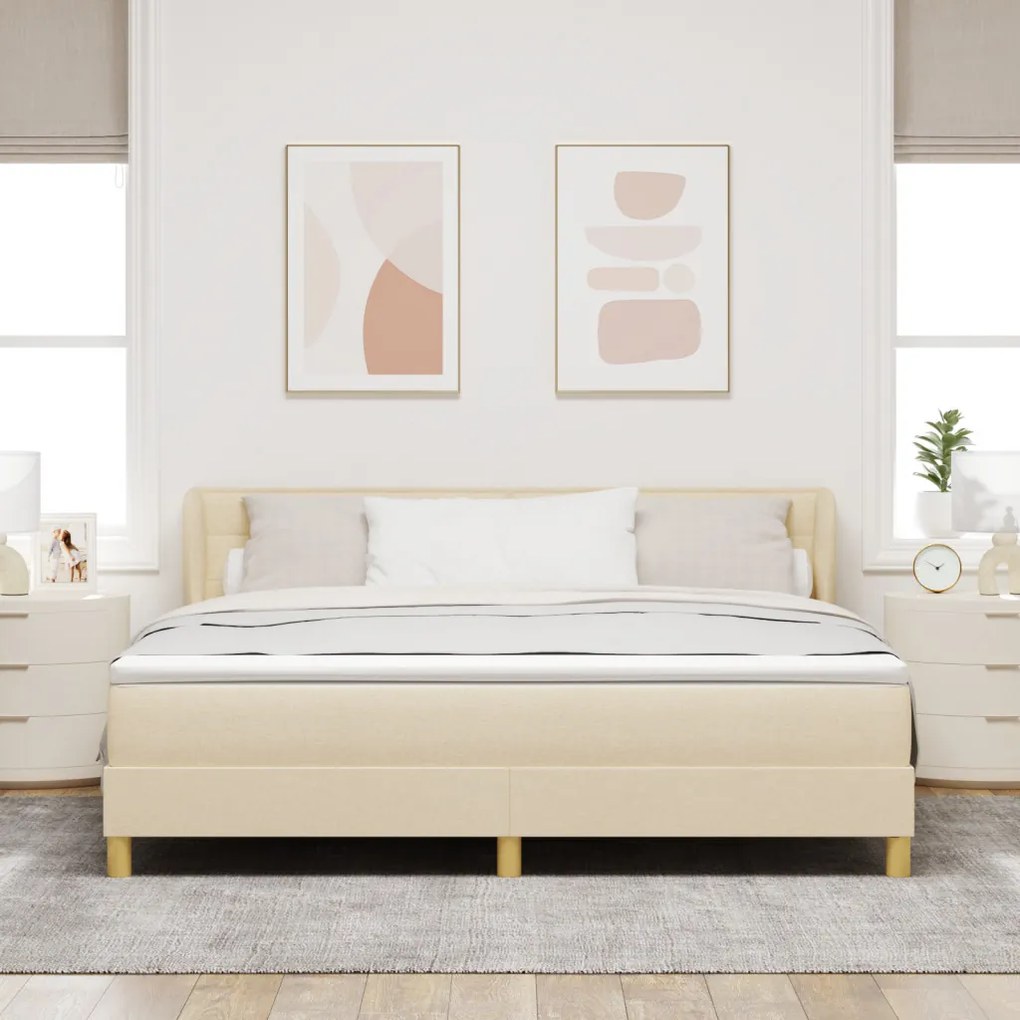Boxspring Ágy Matracra Krém színben - 180x200 cm Textil
