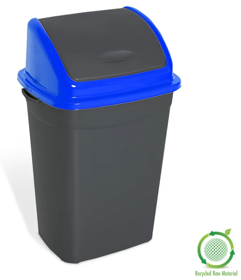 Billenőfedeles szemetes kuka, műanyag, antracit/kék, 50 L