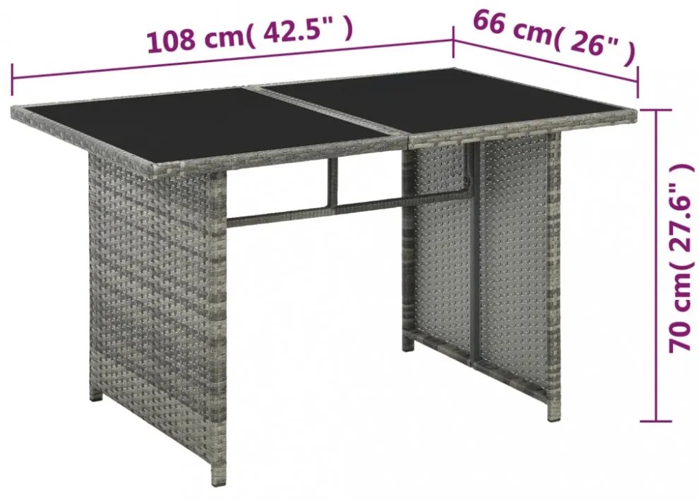 10-részes szürke polyrattan kerti bútorszett párnákkal