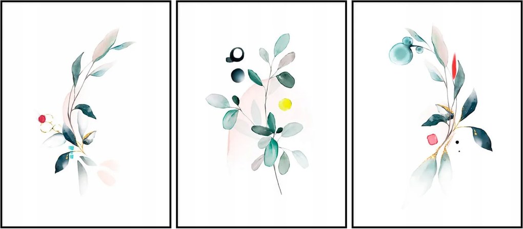 Poszterek lakásba triptichon levelek 3db 40x50