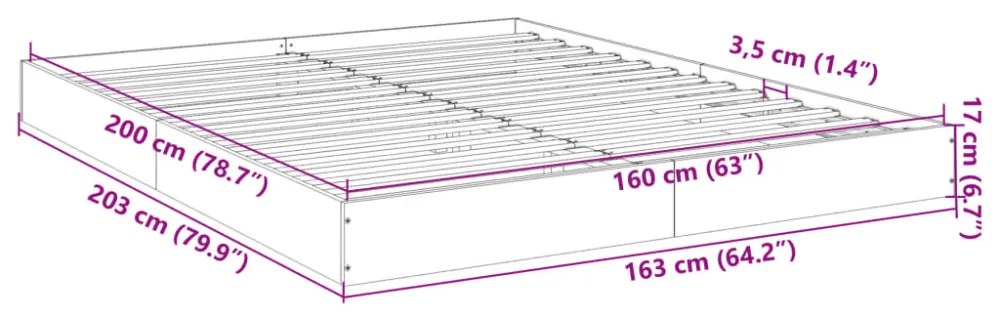 barna tölgy színű szerelt fa ágykeret matrac nélkül 160x200 cm