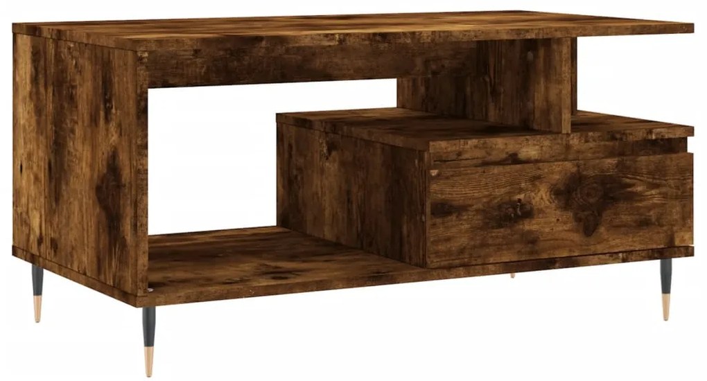 Füstös tölgy színű szerelt fa dohányzóasztal 90x49x45 cm