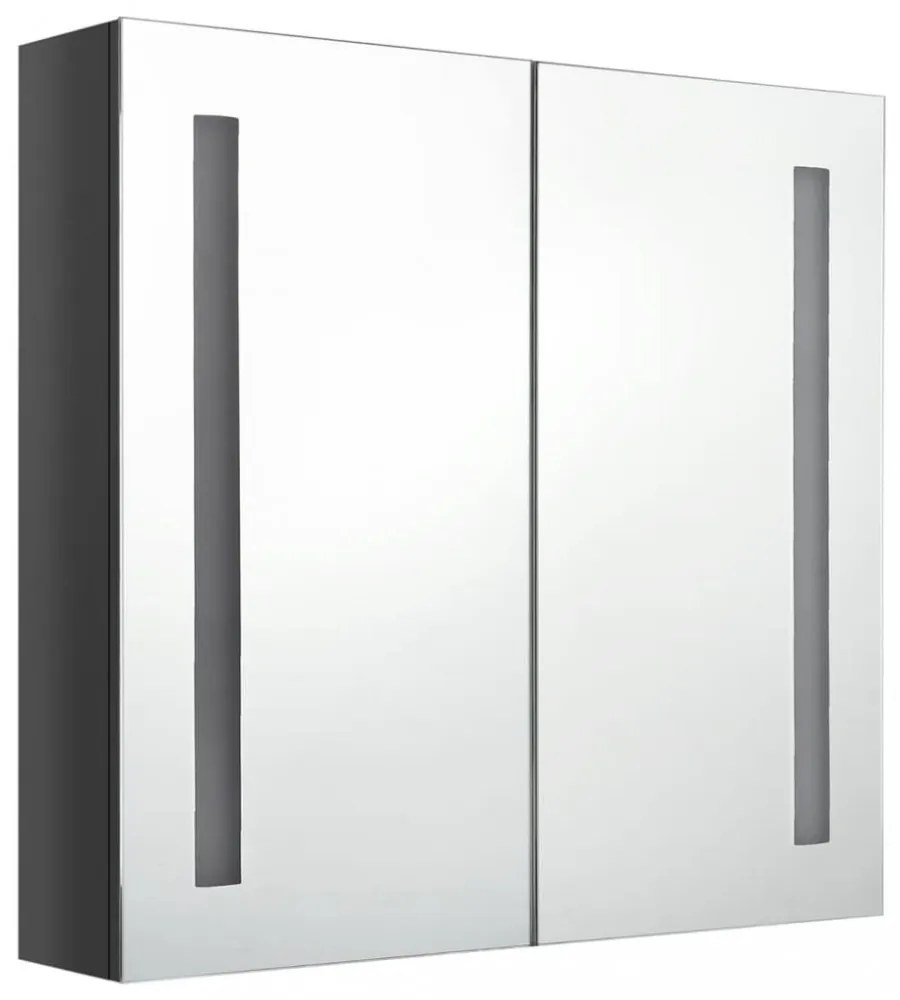 betonszürke LED-es tükrös fürdőszobaszekrény 62 x 14 x 60 cm