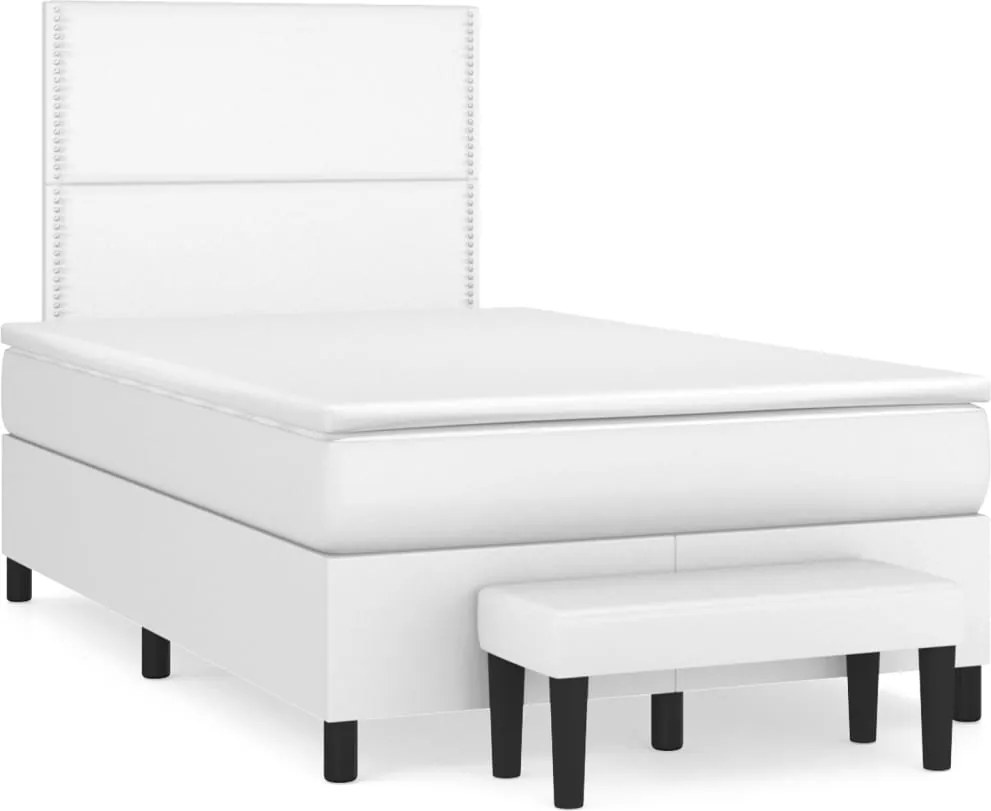 vidaXL fehér műbőr rugós ágy matraccal 120 x 200 cm