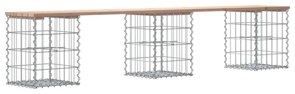 tömör fenyőfa gabion kerti pad 203x31x42 cm