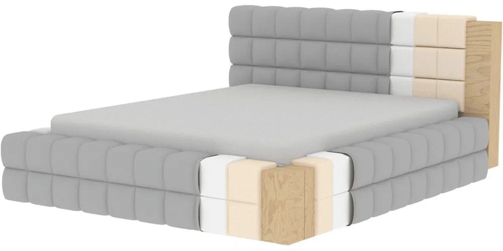 Bézs kárpitozott ágyneműtartós franciaágy ágyráccsal 160x200 cm Dizzle – ELTAP