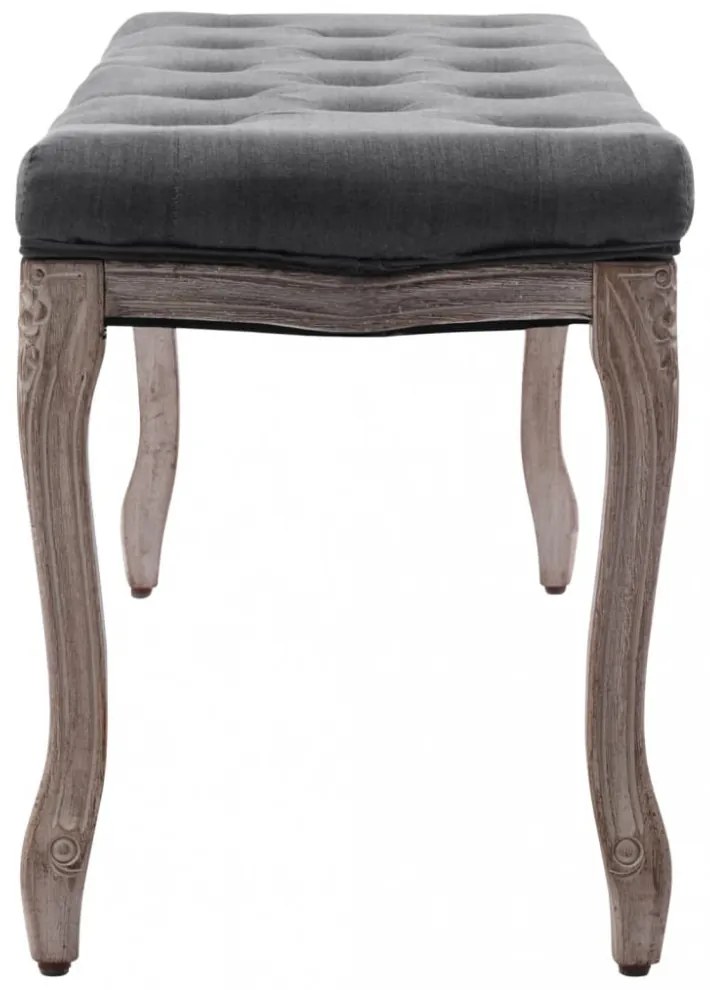 sötétszürke tömör fa pad vászonkárpittal 110 x 38 x 48 cm