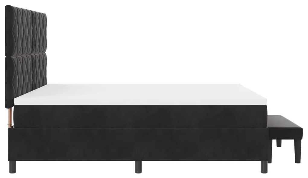 Boxspring Ágy Matrac és Pad Fekete 180x200 cm Velúr