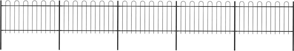 vidaXL fekete acélkerítés karikás tetejű 892,5 x 100 cm