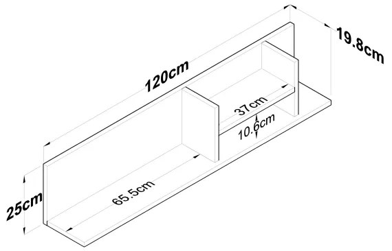 Fali polc RANI 120x25 cm bézs/fehér