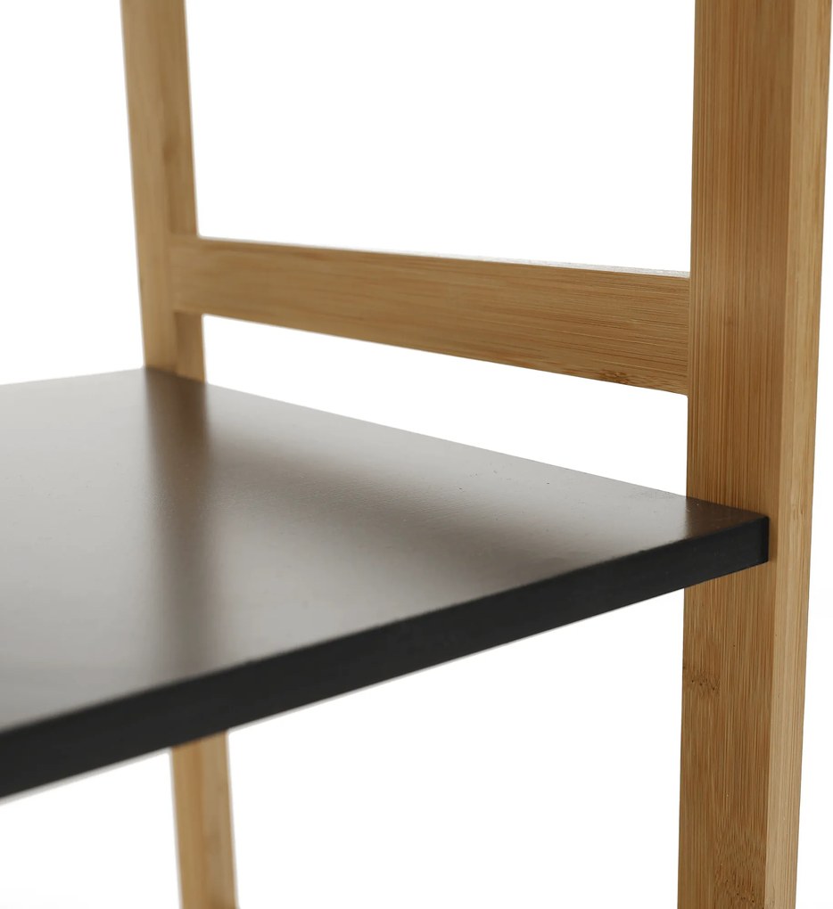 4 polcos állvány, természetes/fekete, NAOKO