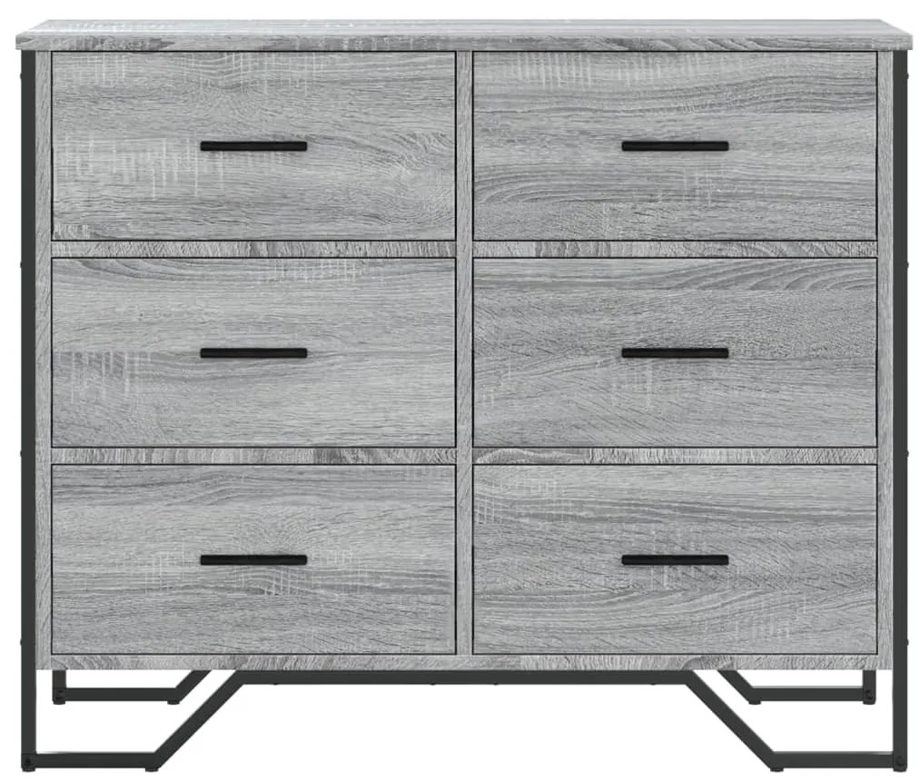 szürke sonoma színű szerelt fa komód 91 x 35,5 x 74,5 cm