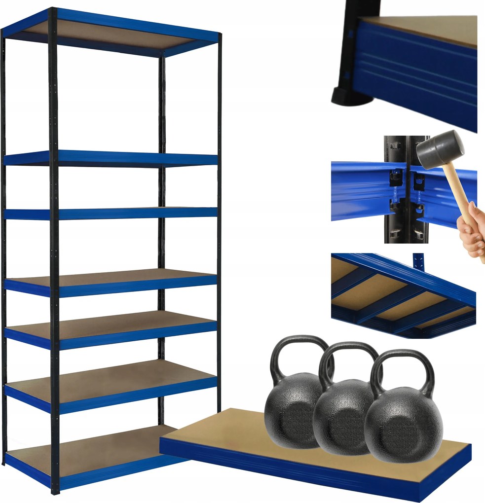 Tárolószekrény fém állvány Helios 270x90x40cm 7Px350kg Tartós Magas