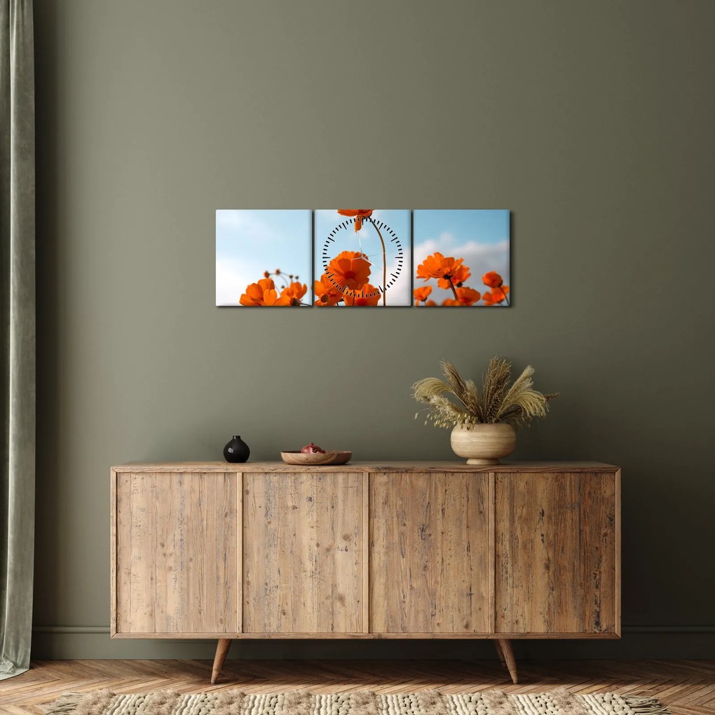 Kép - Réti virágok (órával) (90x30 cm)