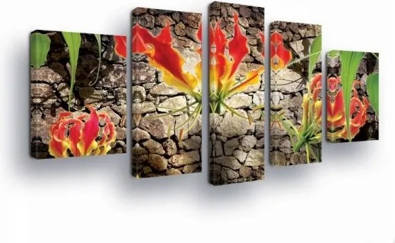 Vászonkép 170x100 Gloriózis Liliom dicsőség virágok egzotikus piros sárga