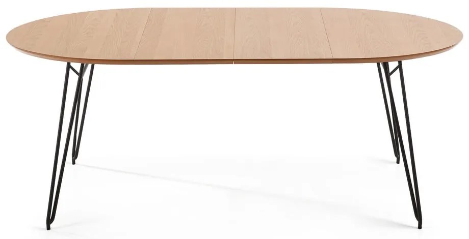Novaks bővíthető étkezőasztal tölgyfa dekoros asztallappal, ø 120 cm - Kave Home