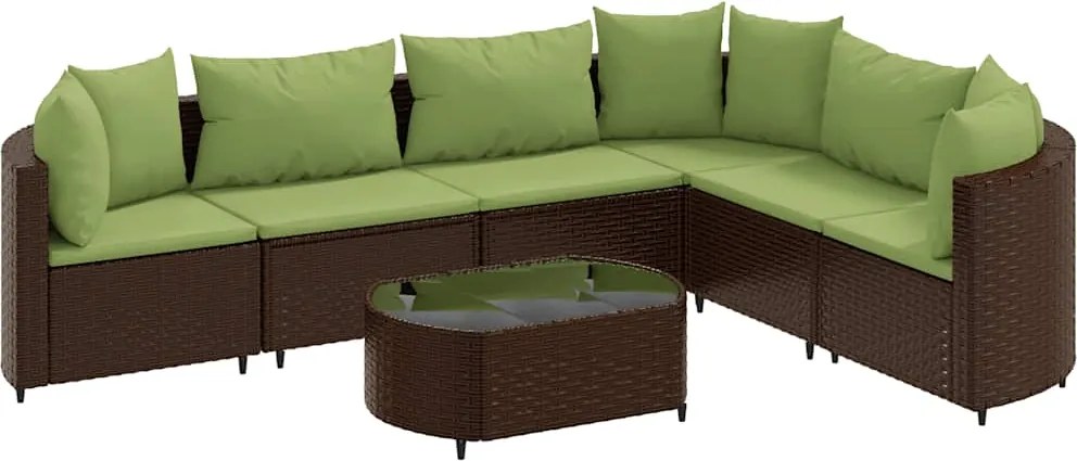 vidaXL 7 részes barna polyrattan kerti ülőgarnitúra párnákkal