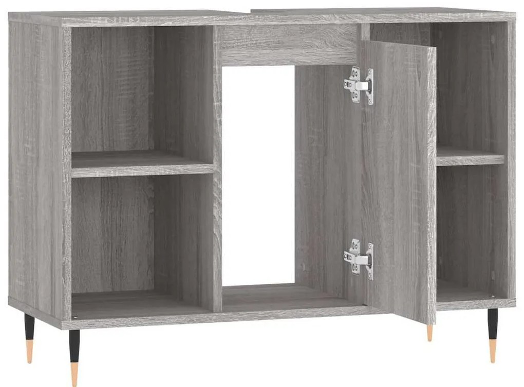 szürke sonoma színű szerelt fa mosdószekrény 80 x 33 x 60 cm