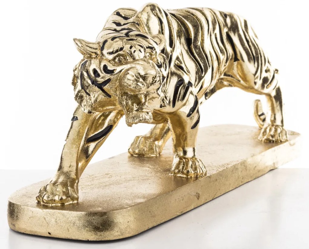 Tropical design nagy méretű arany-fekete tigris szobor otthon dekorációs figura 19x45x12cm