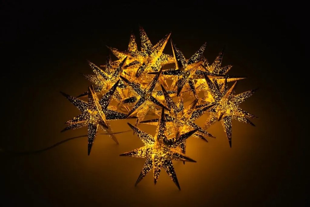 LED fénylánc 10 LED csillagok 12 cm meleg fehér