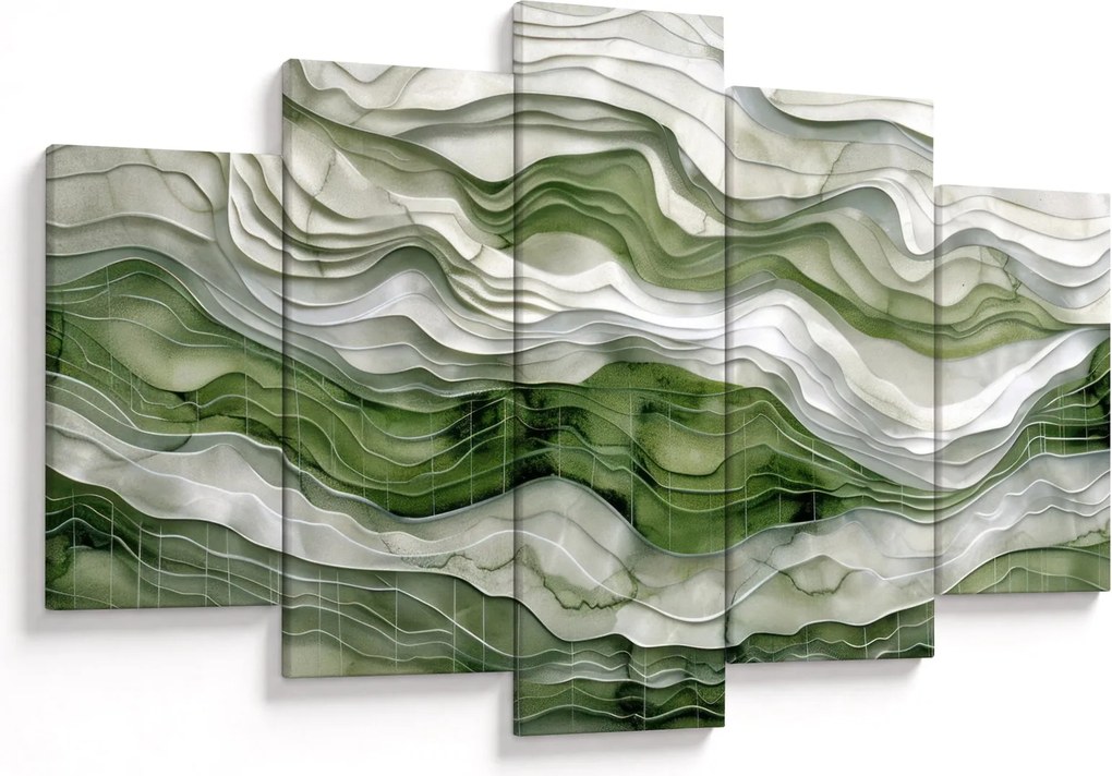Kép - Zöld és fehér fodrok (150x105 cm)