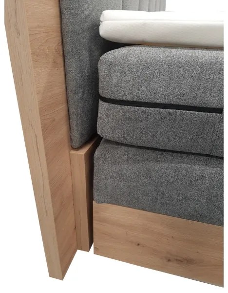 Boxspring ágy matracokkal és topperrel, tárolóhellyel JASMINE 180x200 cm szürke