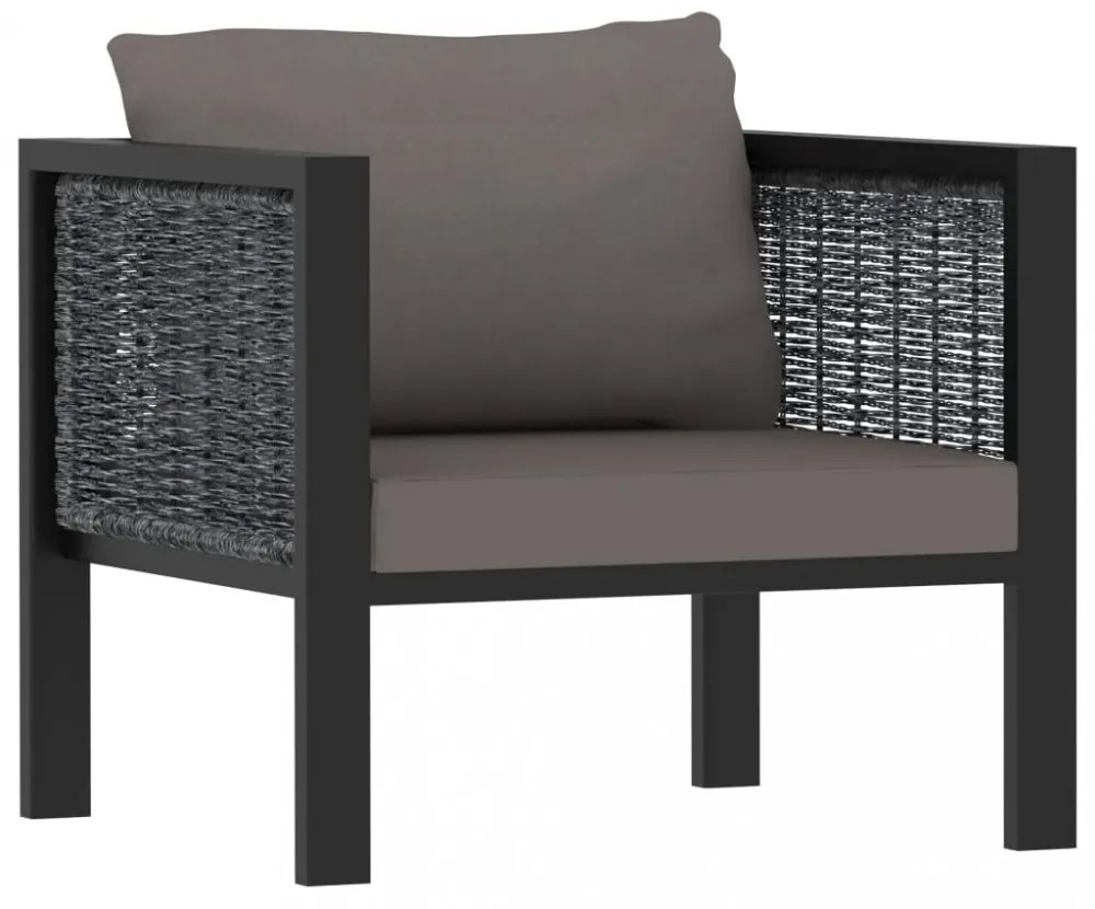 8 részes antracitszürke kerti polyrattan ülőgarnitúra párnákkal