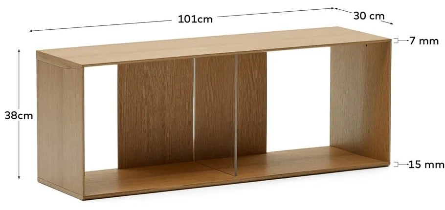 Natúr színű moduláris polcrendszer tölgyfa dekorral 101x38 cm Litto – Kave Home